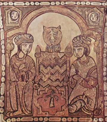 Arabic painting made for the Norman kings (c. 1150) in the Palazzo dei Normanni, originally the emir's palace at Palermo. 